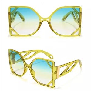 Lime green oversized ombré lens sunglasses
